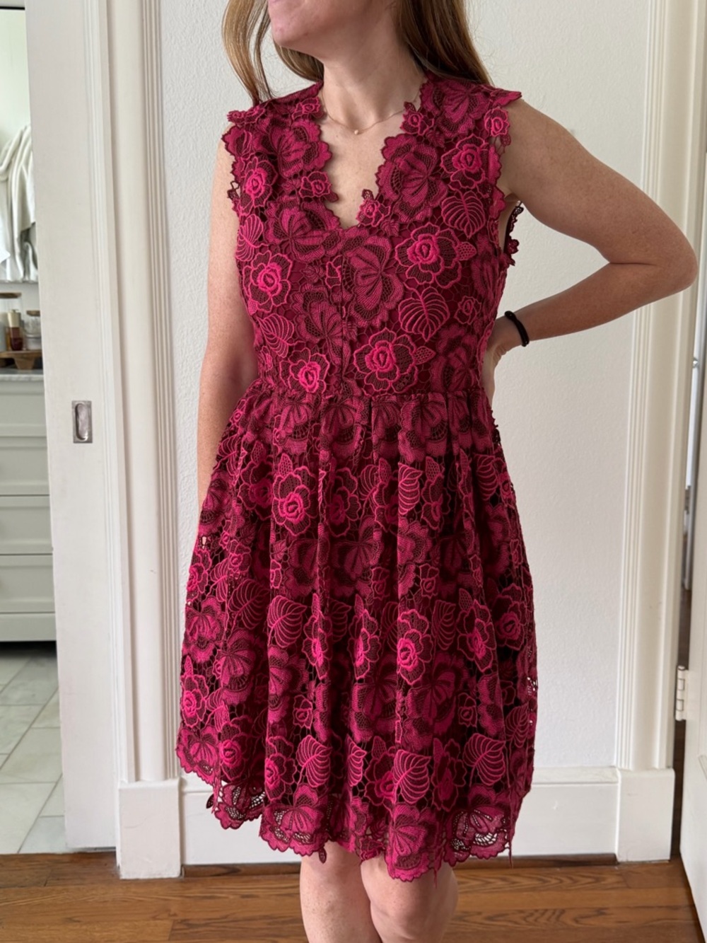 kate spade Berry Lace Fit-and-Flare Mini Dress